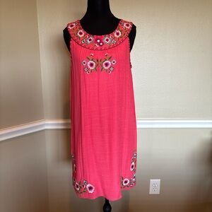 THML Boho Chic Embroidered Casual Vacation Wear Feminine Sleeveless Dress Sz M